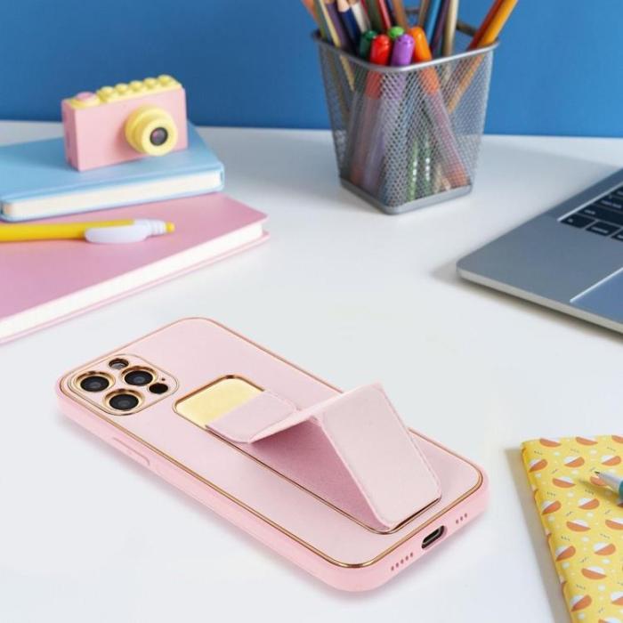 Forcell - Forcell iPhone 11 Pro Skal Kickstand Läder - Rosa