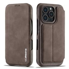 LC.imeeke - LC.IMEEKE iPhone 16 Pro Fodral Kortfack KonstL&auml;der - Brun