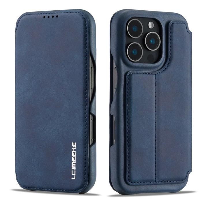 LC.imeeke - LC.IMEEKE iPhone 16 Pro Fodral Kortfack Ställ KonstLäder - Blå