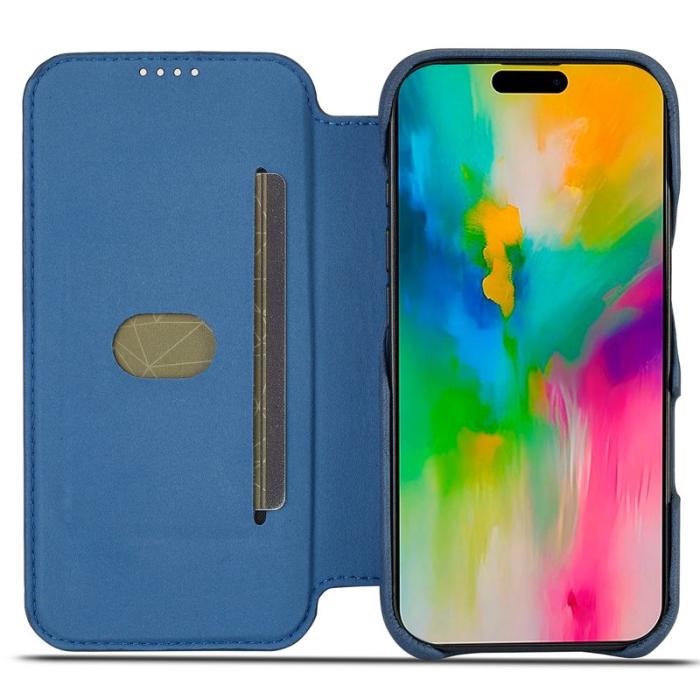 LC.imeeke - LC.IMEEKE iPhone 16 Pro Fodral Kortfack Ställ KonstLäder - Blå