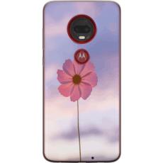 iSecrets - Genomskinligt Skal kompatibel med Motorola Moto G7 Plus med Rosa blomma