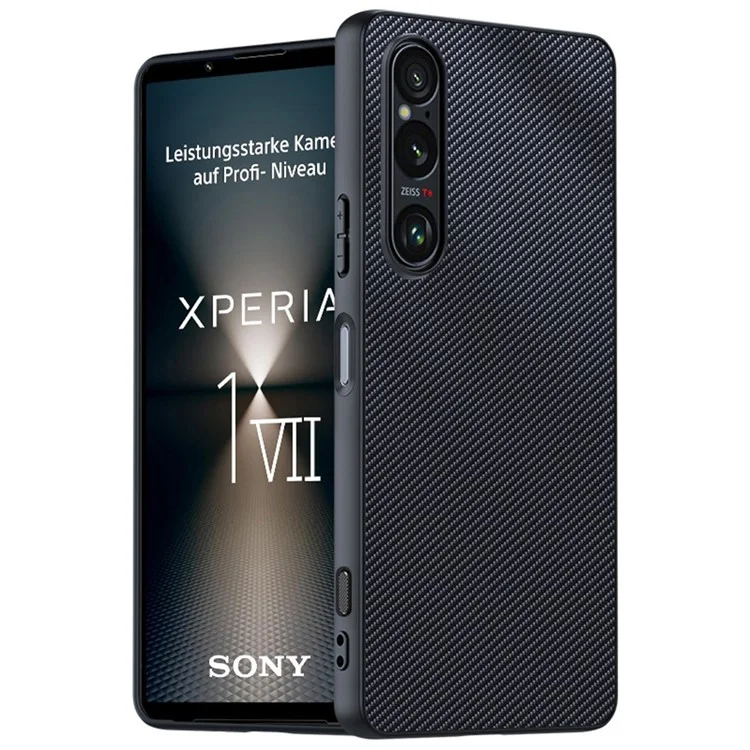 Mobilskal till Sony Xperia 1 VII Läder Carbon Fiber - Svart | 2353 | AlltMobil