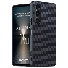 A-One Brand - Sony Xperia 1 VII Mobilskal Läder Carbon Fiber - Svart