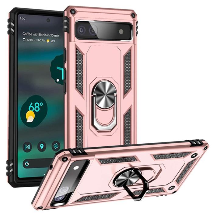 A-One Brand - Google Pixel 6a Skal Ringhållare Kickstand - Rosa Guld