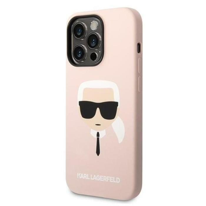 KARL LAGERFELD - Karl Lagerfeld iPhone 14 Pro Skal Magsafe Silicone Karl`s Head - Rosa