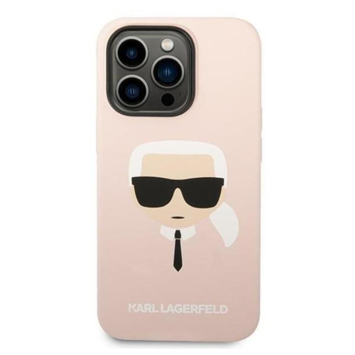 KARL LAGERFELD - Karl Lagerfeld iPhone 14 Pro Skal Magsafe Silicone Karl`s Head - Rosa