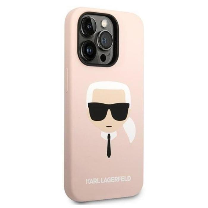 KARL LAGERFELD - Karl Lagerfeld iPhone 14 Pro Skal Magsafe Silicone Karl`s Head - Rosa