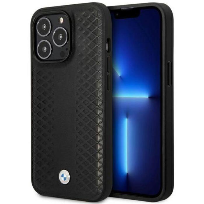 BMW - BMW iPhone 14 Pro Max Mobilskal Magsafe Läder Diamond Pattern