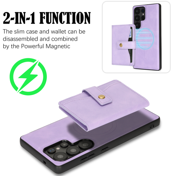 A-One Brand - Galaxy S25 Ultra Mobilskal MagSafe Detachable Korthållare Kickstand