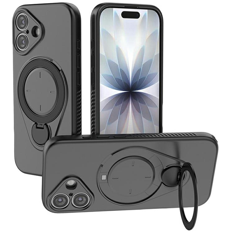 iPhone 17 Mobilskal MagSafe Rotating Kickstand TPU PC (Svart) | 2353 | AlltMobil
