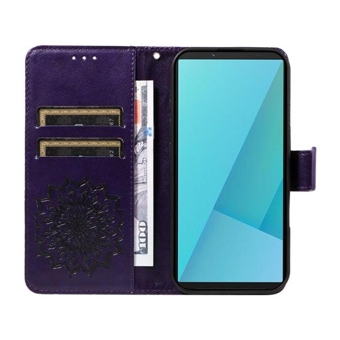 A-One Brand - Sony Xperia 10 VII Plånboksfodral Sunflower Imprinted - Lila