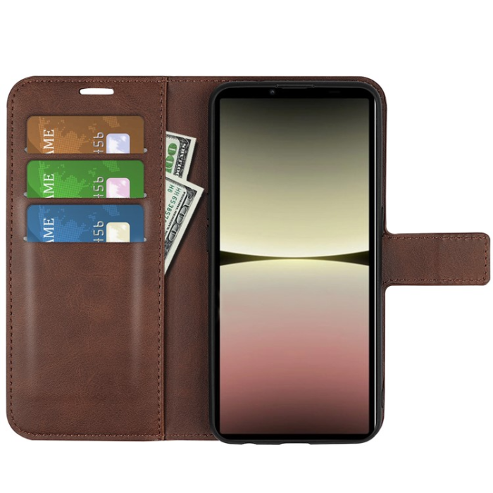 A-One Brand - Sony Xperia 10 V Plånboksfodral Folio Flip Calf - Brun