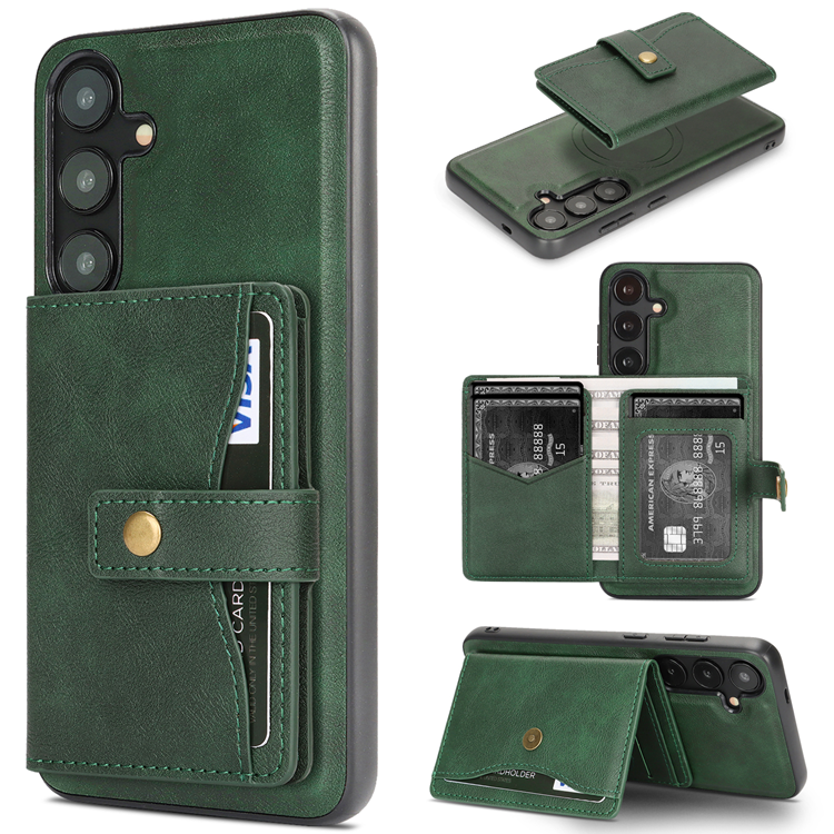 Galaxy S25 Mobilskal MagSafe Detachable Korthållare Kickstand (Grön) | 2353 | AlltMobil