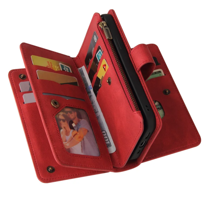 A-One Brand - iPhone 17 Konstläder Plånboksfodral Zipper Rem