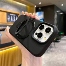 A-One Brand - Mobilskal f&ouml;r iPhone 15 Pro Max MagSafe Liquid Silikon Kickstand - Svart