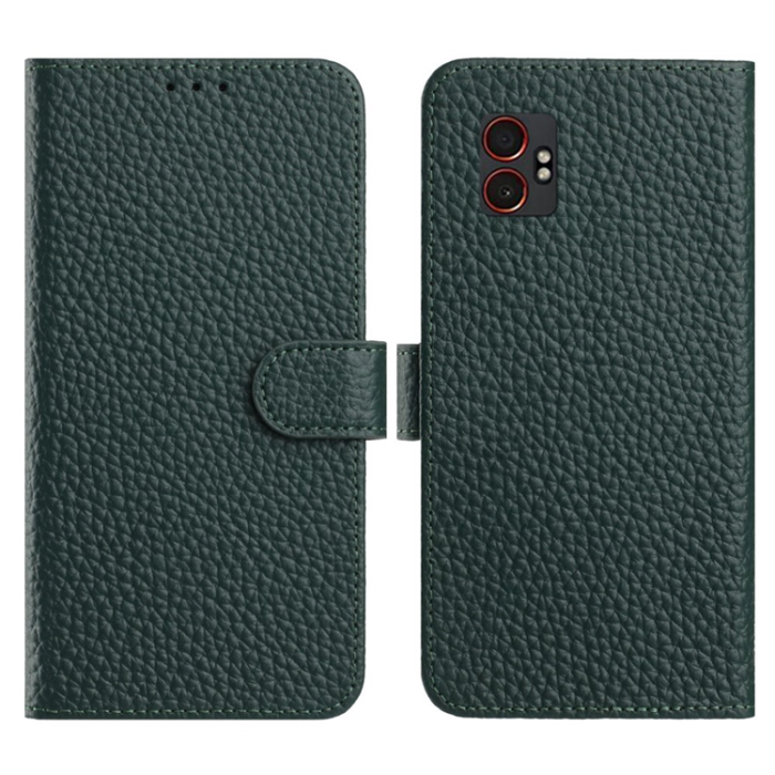 A-One Brand - Galaxy XCover 7 Pro Plånboksfodral Äkta Läder Litchi - Grön