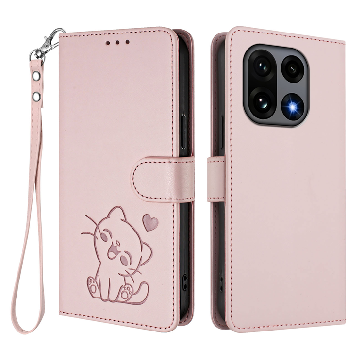 OnePlus 15 Konstläder Plånboksfodral Love Cat Pattern Imprint (Rosa) | 2353 | AlltMobil