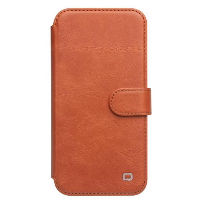 QIALINO - Qialino Äkta Läder Fodral iPhone 13 Pro - Brun