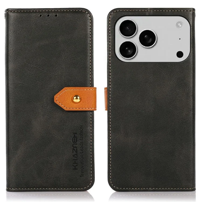 KHAZNEH - KHAZNEH iPhone 17 Pro Max Plånboksfodral Läder Stativ