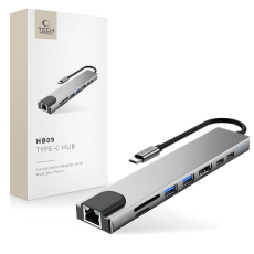 Tech-Protect - Tech-Protect USB Hubbar HDMI 4k PD100W RJ45 1000MB/S - Rymdgr&aring;