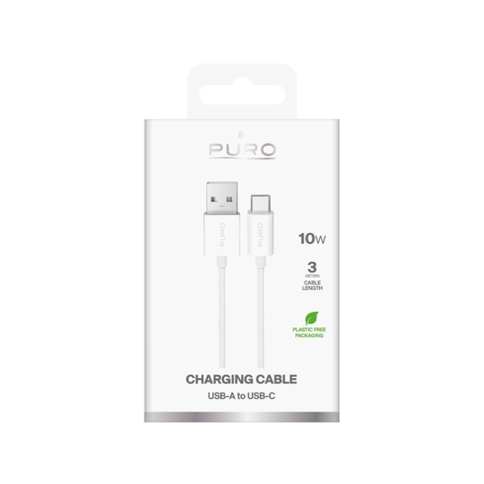 Puro - Puro USB-A - USB-C 10W Kabel 3m TPE - Vit