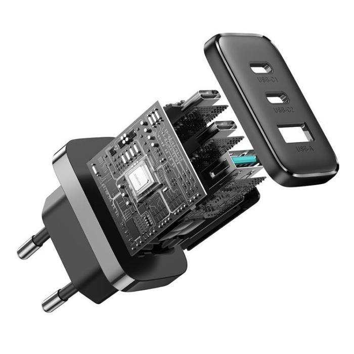 Joyroom - Joyroom Snabbladdare 2x USB-C USB-A 32W - Svart