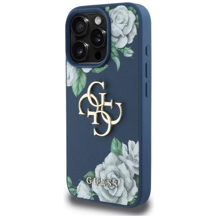 Guess - Guess iPhone 16 Pro Max Mobilskal Grained Roses Big 4G logo