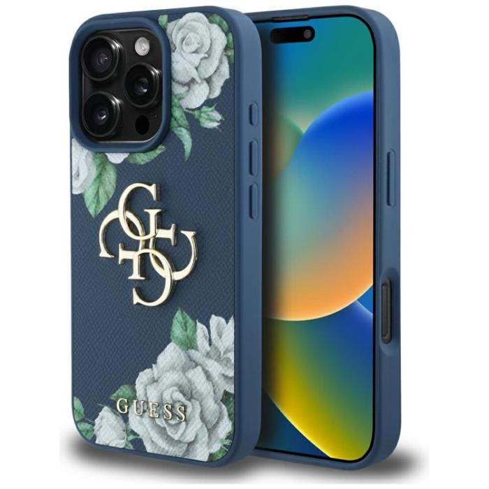 Guess - Guess iPhone 16 Pro Max Mobilskal Grained Roses Big 4G logo