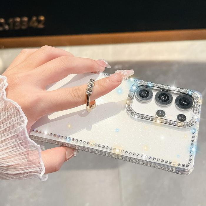 OEM - Samsung Galaxy S26 Ultra Skal Plast Rhinestone Kant - Glittrande Ljusgul