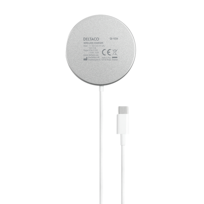 UTGATT1 - Deltaco Qi Trådlös Laddare USB-C Kabel 1 m - Vit