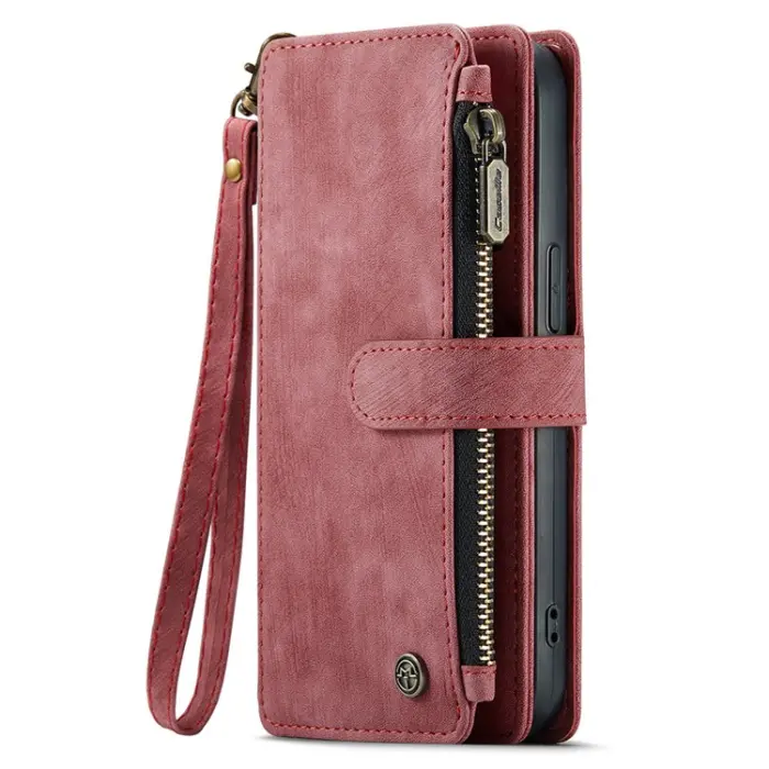 Caseme - CASEME iPhone 15 Pro Plånboksfodral C30 Zipper - Röd