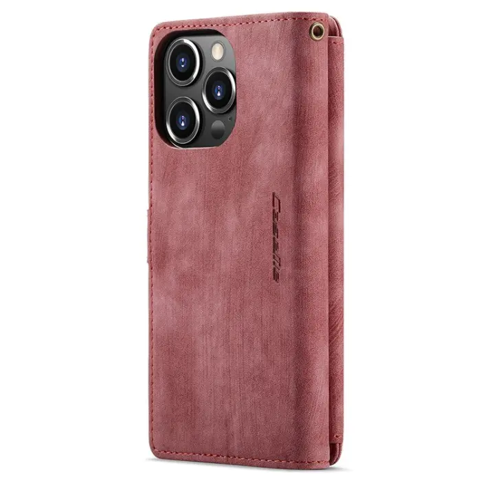 Caseme - CASEME iPhone 15 Pro Plånboksfodral C30 Zipper - Röd