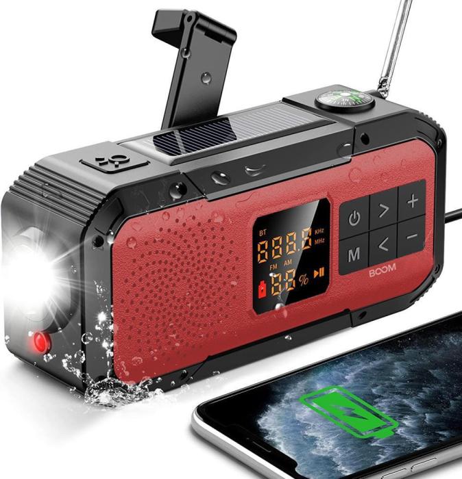 UTGATT5 - BooM vev-radio 2000mAh Powerbank Bluetooth Högtalare Lampa - Röd