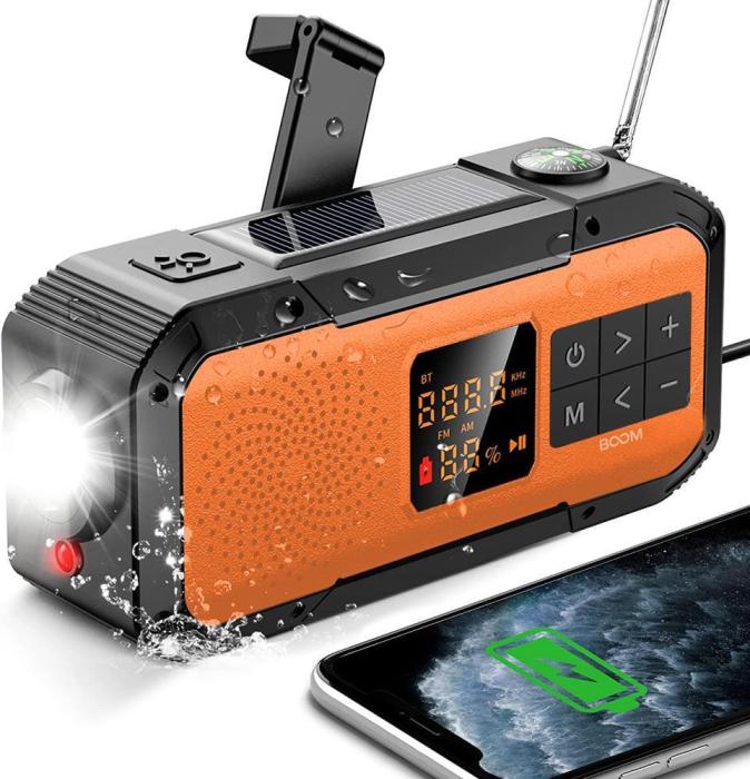 UTGATT5 - BooM Vev-radio 2000mAh Powerbank Bluetooth Högtalare Lampa - Orange