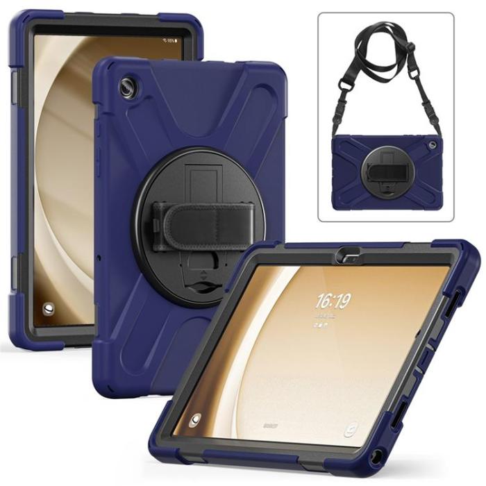 A-One Brand - Galaxy Tab A9 Plus Skal Kickstand Handrem Med Axelrem - Marinblå