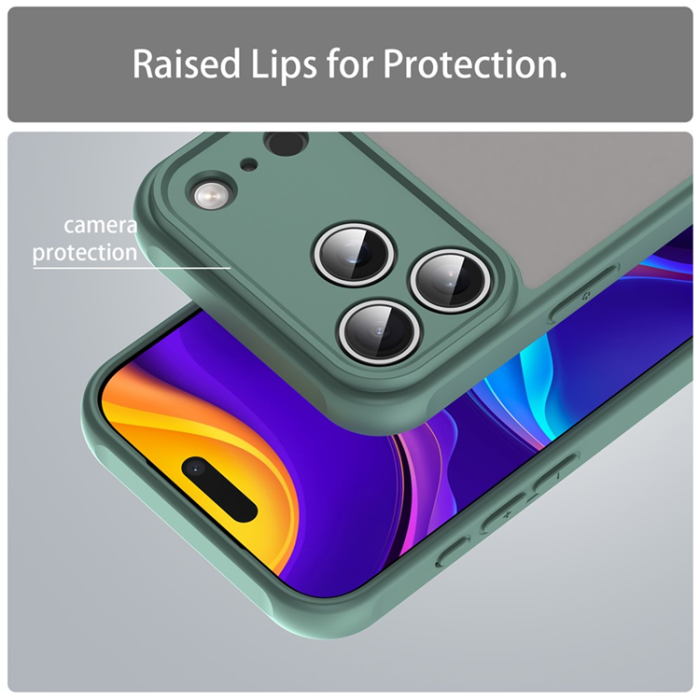 A-One Brand - iPhone 17 Pro Mobilskal Frostade krockkuddar Drop Proof - Grön