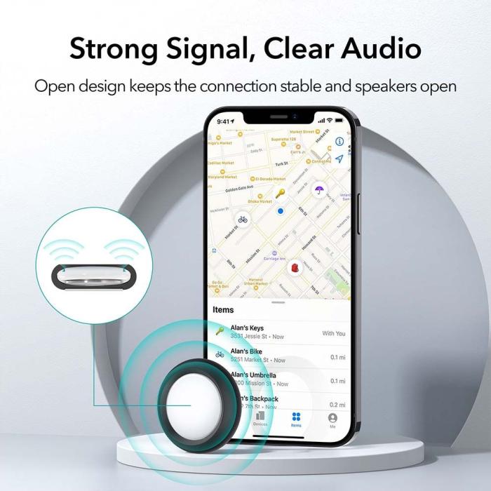 UTGATT5 - ESR - Stick-On Apple Airtag – Svart/ Vit