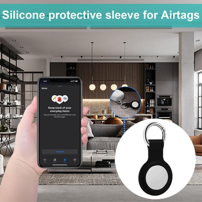 A-One Brand - Nyckelring Silikon Skal till Apple Airtag - Svart