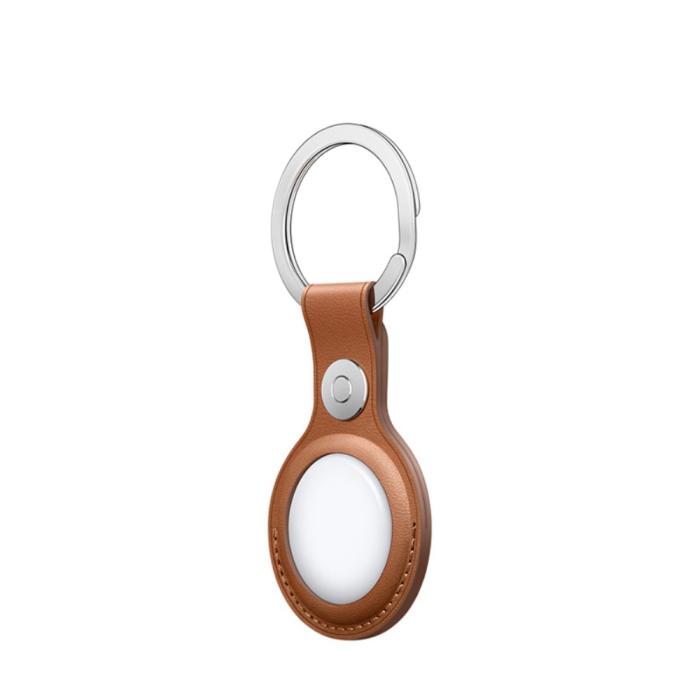 A-One Brand - Äkta Läder Nyckelring Skal till Apple Airtag - Brun