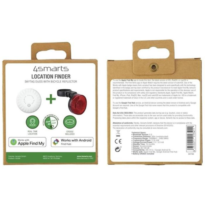 4smarts - 4smarts Locator med Cykelreflektor SkyTag Duos - Vit