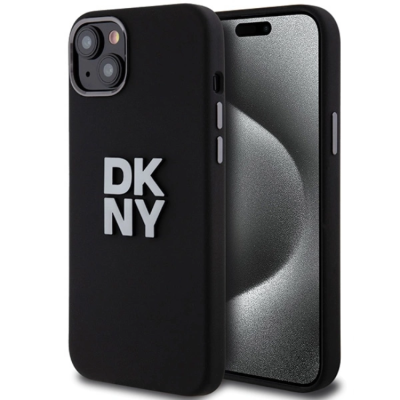 DKNY iPhone 15/14/13 Mobilskal Liquid Silikon Metal Logo - Svart