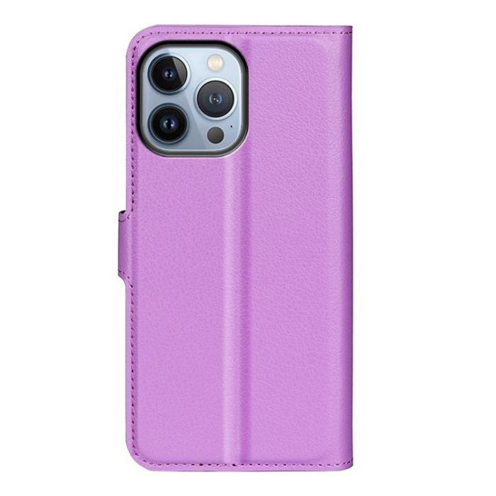 OEM - Litchi Flip iPhone 14 Pro Max Plånboksfodral - Lila