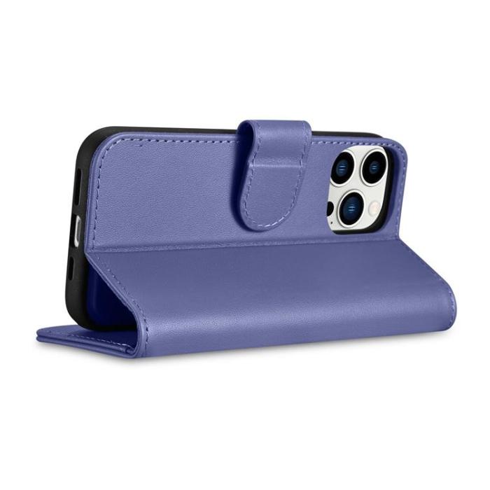 ICARER - iCarer iPhone 14 Pro Plånboksfodral 2in1 Äkta Läder - Ljuslila