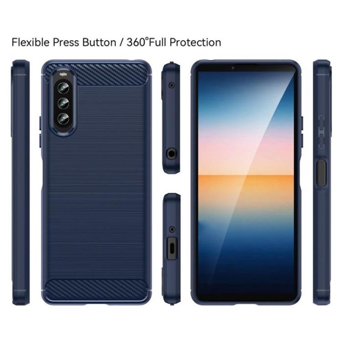 A-One Brand - Sony Xperia 10 IV Skal Carbon Fiber - Blå