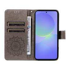 OEM - Samsung Galaxy A37 Pl&aring;nboksfodral Konstl&auml;der Blomm&ouml;nster - Gr&aring;