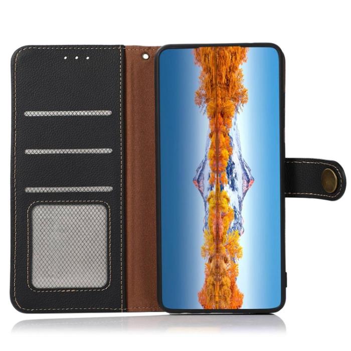 KHAZNEH - KHAZNEH Galaxy S23 Ultra Plånboksfodral Äkta Läder RFID - Svart
