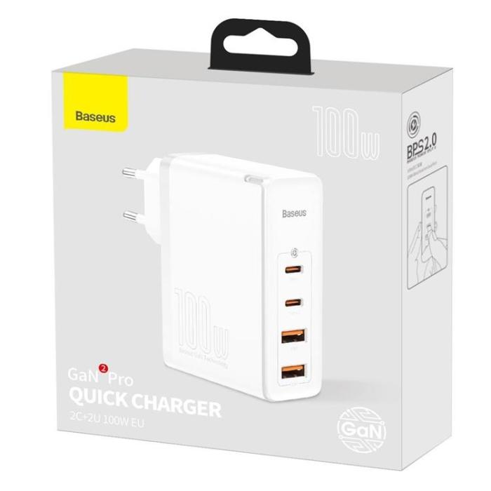 BASEUS - Baseus GaN2 Pro Fast Väggladdare USB Type-C 100W - Vit