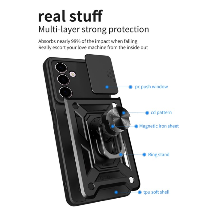 OEM - Galaxy A24 4G Mobilskal Ringhållare Kickstand - Svart