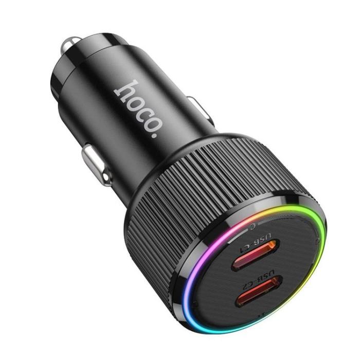 Hoco - Hoco Billaddare 2xUSB-C 50W NZ14B - Svart