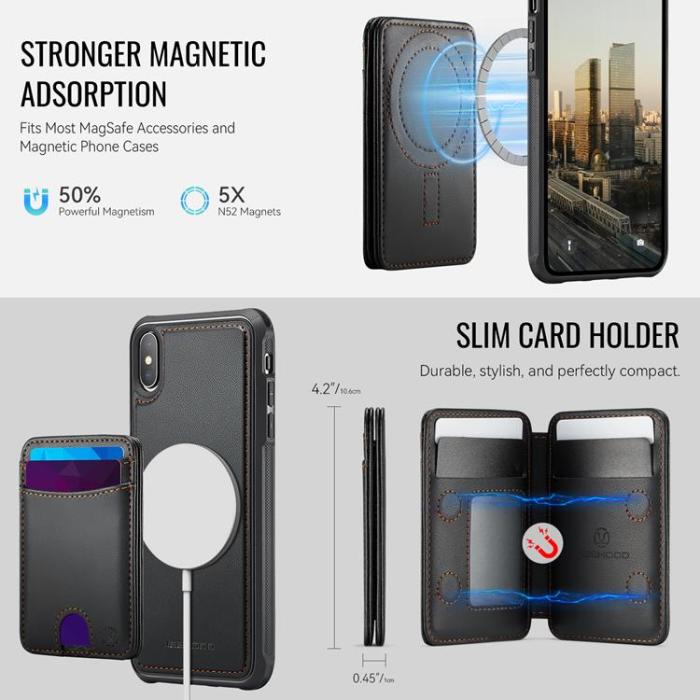 OEM - JEEHOOD Mobilskal till iPhone XS Max MagSafe Läder - Svart